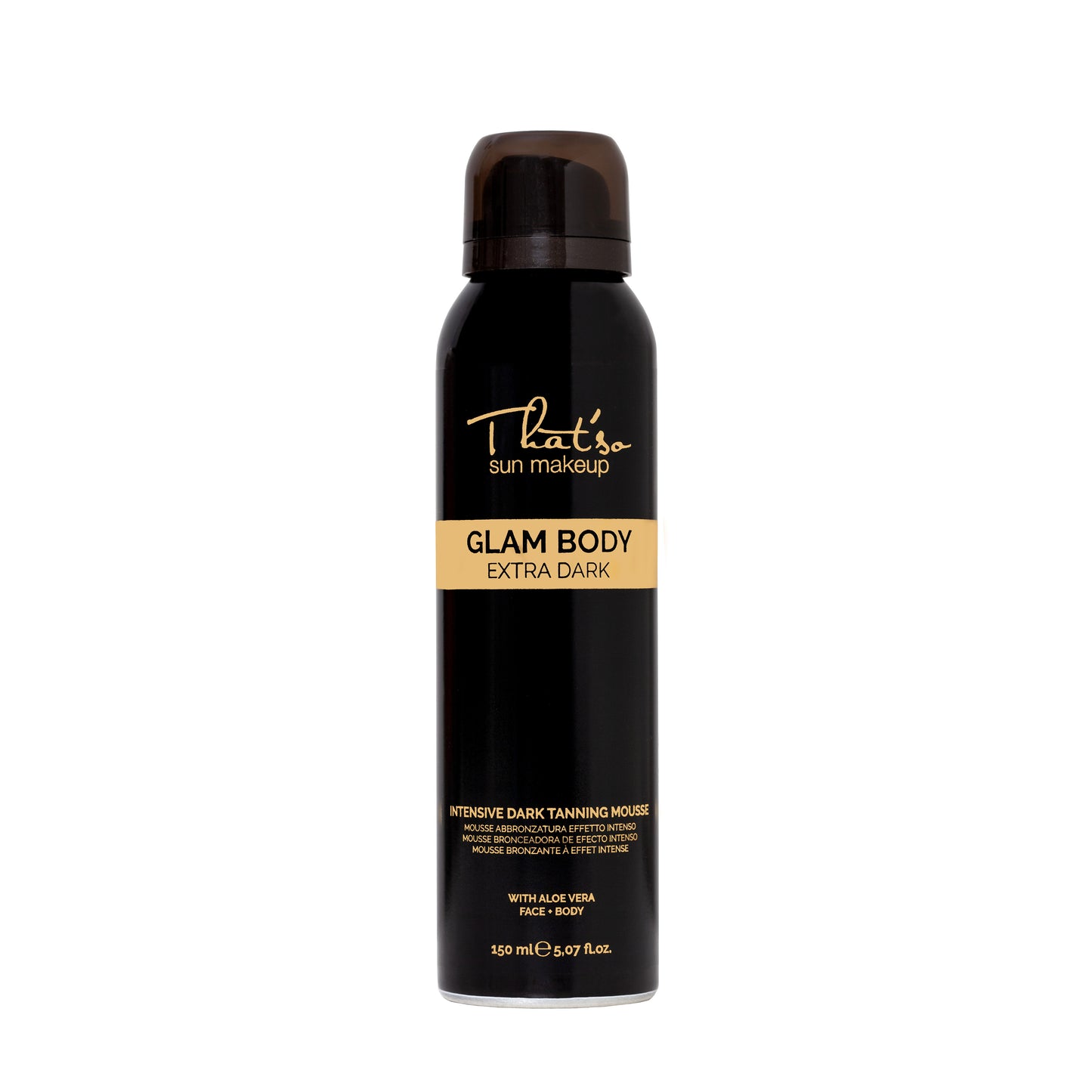 That'so Glam Body Extra Dark brun-utan-sol-mousse och appliceringshandske